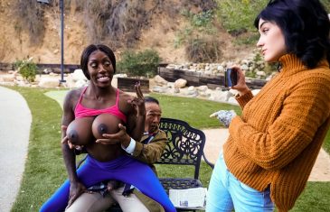 BrazzersExxtra - Ebony Mystique - Nasty Old Bench Flasher Meets Thirsty Jogging Nymph