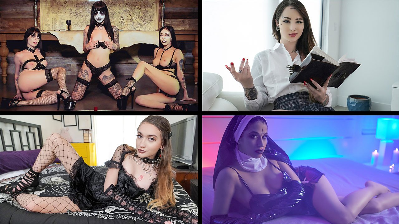 TeamSkeetSelects - Alex Coal, Jewelz Blu, Harlowe Blue And Val Steele - Goth Girls Compilation