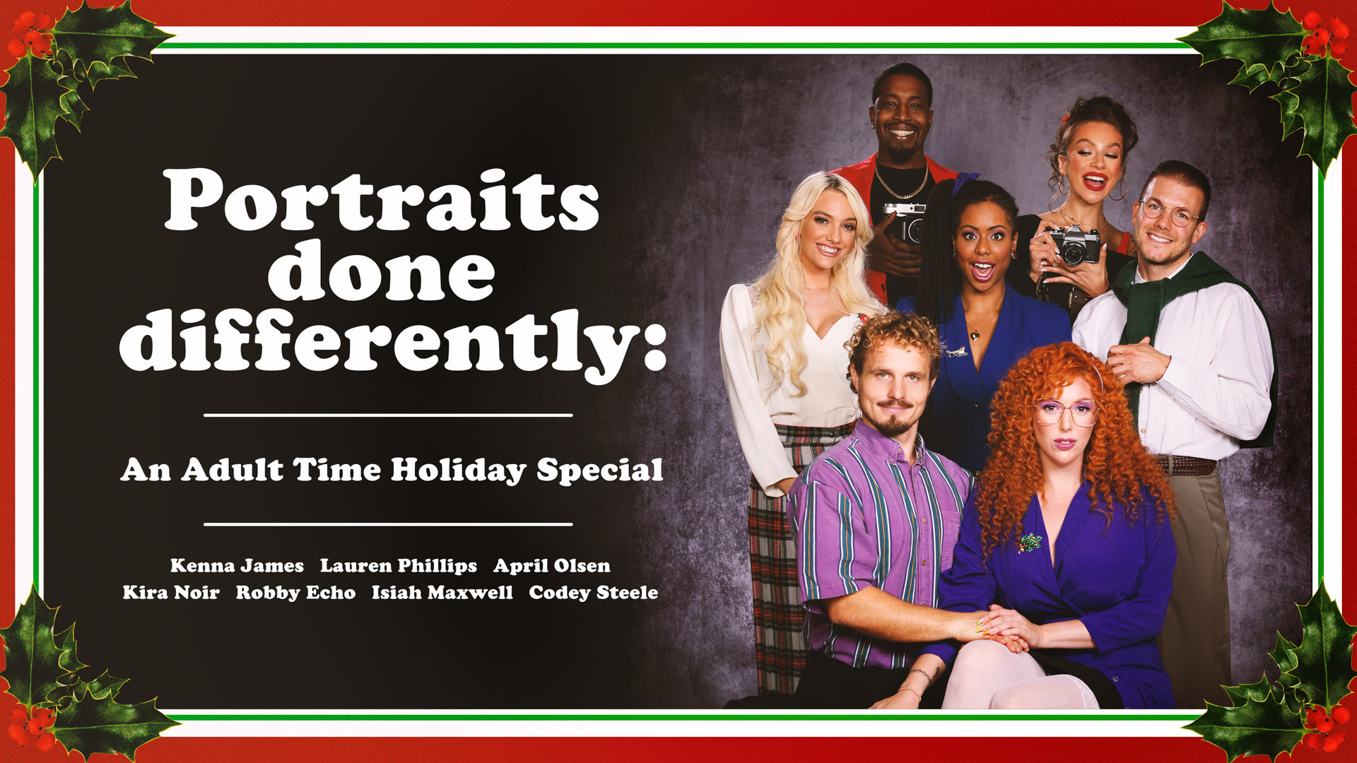 AdultTime &#8211; Kenna James, Lauren Phillips, Kira Noir And April Olsen &#8211; Portraits Done Differently: An Adult Time Holiday Special